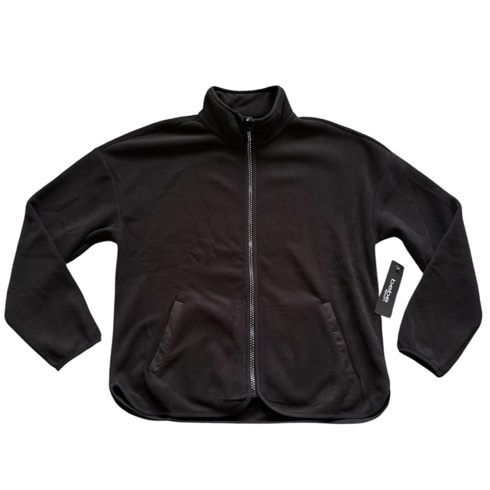 NWT BeBe Sport Woman’s Medium Black Diamond Zipper Full Zip Fleece Jacket